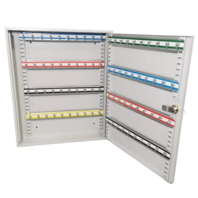 Abbildung von LEOMAR Schlüsselschrank, Schlüsselkasten mit 80 Haken, Schlüsselbox aus Stahlblech, Verstellbaren Hakenleisten, Organizer zur Wandbefestigung, Abschließbar, Montagematerial, 6 x 35 42 cm