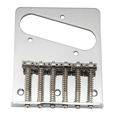 Abbildung von Musiclily 54mm Vintage Gitarren Telecaster Steg Bridge 6 Sattel für Tele Style E Gitarre, Chrom