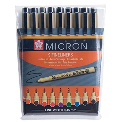 Abbildung von Sakura Pigma Micron Set Farbige Fineliner 0,45mm 9Stücks