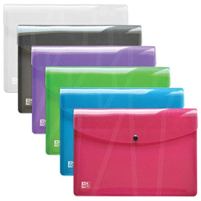 Abbildung von Oxford hawai Brieftaschen A4, aus Kunststoff, transparent, 6 Farben, 10er Pack