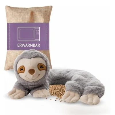 Abbildung von Habibi Plush Wärmekissen Premium Nackenhörnchen Faultier grau