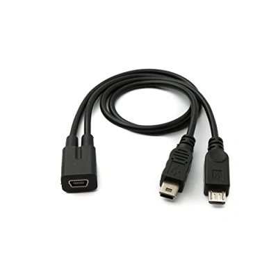 Abbildung von System S USB 2.0 Y Kabel 30 cm Mini B Buchse zu Stecker + Micro Adapter Schwarz