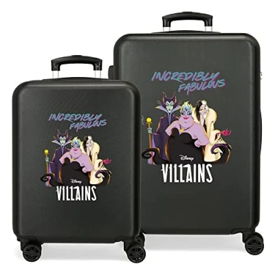 Abbildung von Disney Villains Unglaublich fabelhaftes Kofferset, Schwarz, 55/65 cm, starres ABS, seitliches Zahlenschloss, 56 l, 6 kg, 4 Doppelrollen, Handgepäck