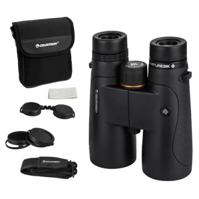 Abbildung von Celestron 72326 Nature DX 12x50 Fernglas für Natur und Vogelbeobachtungen, vollvergüter mit BaK 4 Prismen, gummiarmiert, anlaufgeschützt wasserdicht