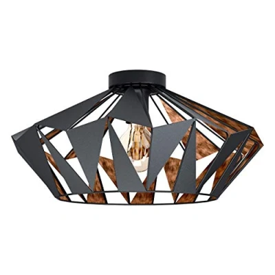 Abbildung von Eglo 43399 Deckenleuchte CARLTON 6 Stahl schwarz, kupferf E27 1X40W H:23,5 Ø47cm dimmbar