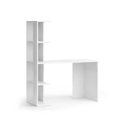 Abbildung von Vicco Schreibtisch Tower, Weiß, 122.2 x 55.2 cm mit 4 Fächern