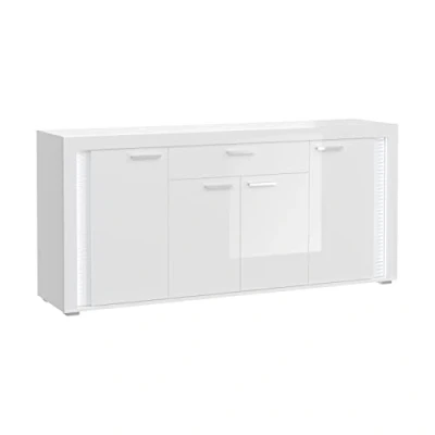 Abbildung von xonox.home Wohnen Skylight X91A9T01 Sideboard Kommode Schrank in Front weiß Hochglanz Korpus Nb.,ca.182x84x42 cm inkl. vertikaler Frontbeleuchtung