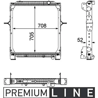 Abbildung von MAHLE ORIGINAL CR 894 000P Kühler, Motorkühlung 708mm 705mm 52mm mit Rahmen Kühlrippen gelötet