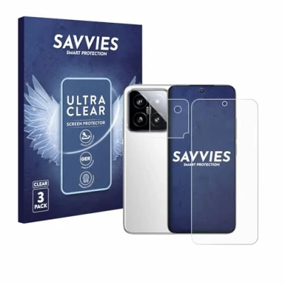 Abbildung von Savvies 6 Stück Schutzfolie für Xiaomi 14 (Display+Kamera) Displayschutz Folie Ultra Transparent