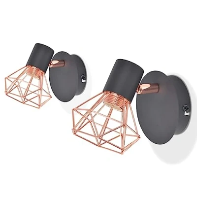 Abbildung von vidaXL 2X Wandleuchte Schwarz Kupfer Wandlampe Wandstrahler Flurlampe Leuchte