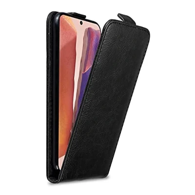 Abbildung von Cadorabo Hülle kompatibel mit Samsung Galaxy Note 20 Flip Design aus Premium Kunst Leder Klappbare Stoßfeste Magnetische Cover für Tasche in Schwarz