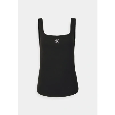 Abbildung von Calvin Klein Damen Tank Top Ck Rib Rundhalsausschnitt, Schwarz (Ck Black), M