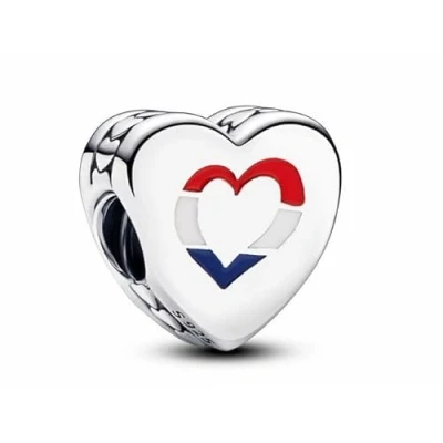 Abbildung von PANDORA Moments Niederlande Flagge Herz Charm aus Sterling Silber, Kompatibel Armbändern, 792015C00_E063