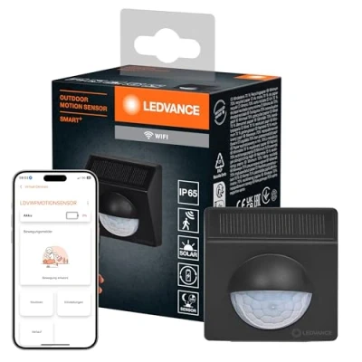 Abbildung von LEDVANCE SMART+ Außen Sensor zur Bewegungserkennung mit WiFi Technologie und Solarzelle, grau