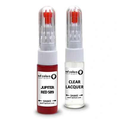 Abbildung von SD COLORS Jupiter Red 589 Ausbesserungslackstift Reparaturset 20 ML Kratzer Chip Pinsel Farbcode Rot (Lack + Lack)