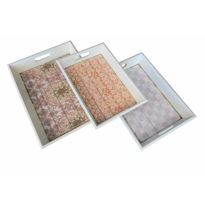 Abbildung von Myflair Möbel &amp; Accessoires Tablett, (Set, 3 tlg.), Dekotablett, weiß, bedruckte Stellfläche, Shabby Optik