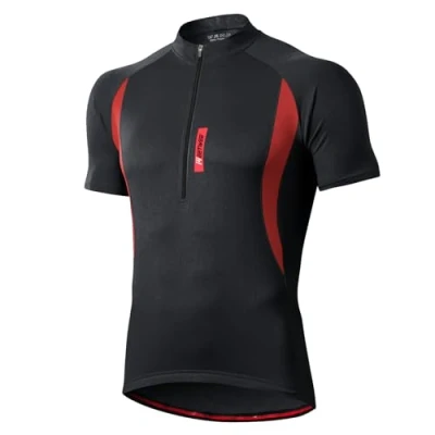 Abbildung von MEETWEE Herren Radtrikot Fahrradtrikot Kurzarm, Fahrradbekleidung Fahrrad Trikot T Shirt für Männer, Atmungsaktive Cycling Jersey Schnell Trocknen Radsport Bekleidung, Schwarz, S