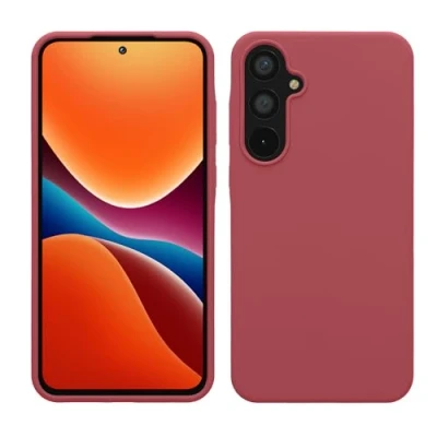 Abbildung von kwmobile Hülle kompatibel mit Samsung Galaxy A55 5G Silikon Handy Case Handyhülle weiche Oberfläche kabelloses Laden Dark Rose