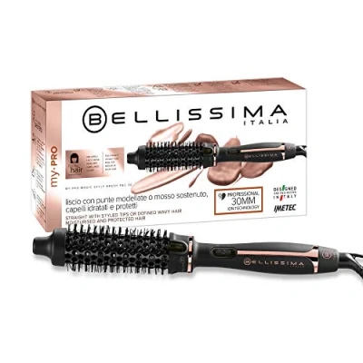 Abbildung von Bellissima My Pro Magic Style Brush P2 30, Warmluftbürste, natürlich wirkende glatte Haare oder definierte Locken, Durchmesser: 30 mm, Ionen Technologie, Keramikbeschichtung, Mehrfachspannung