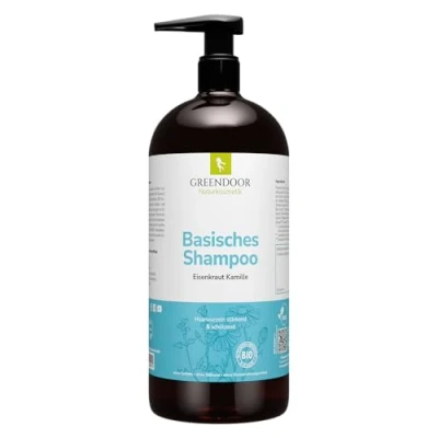 Abbildung von GREENDOOR Bio Natur Shampoo Eisenkraut Kamille 500ml SPARPACKUNG für strapaziertes Haar, natürlich ohne Sulfate Silikone, basische Haarpflege, Naturkosmetik Haarwäsche