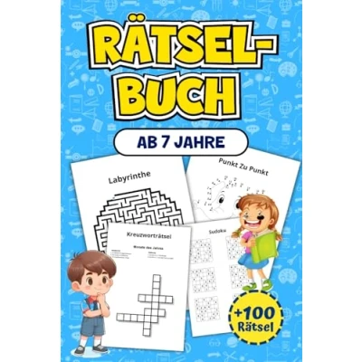 Abbildung von Rätselbuch ab 7 Jahre: Mehr als 100 fesselnde Rätsel für Kinder, wie Labyrinthe, Wortsuchrätsel, Sudoku und viele weitere herausfordernde Aufgaben!
