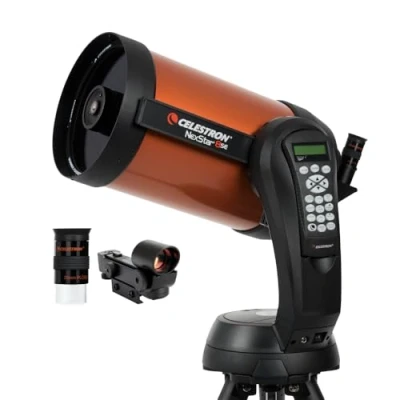 Abbildung von Celestron 11069 NexStar 8SE computergesteuertes Schmidt Cassegrain Teleskop mit vollautomatisierter Halterung, SkyAlign Technologie und XLT Beschichtung, Schwarz/orange