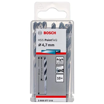 Abbildung von Bosch Professional 10 Stück HSS Spiralbohrer PointTeQ (für Metall, 4,7 x 47 80 mm, Zubehör Bohrschrauber)