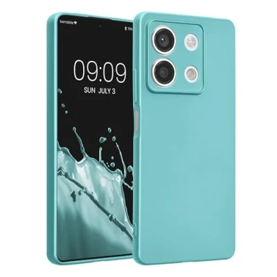 Abbildung von kwmobile Handyhülle kompatibel mit Xiaomi Redmi Note 13 5G Hülle weiche Silikon Case metallisch schimmernd in Metallic Mintgrün