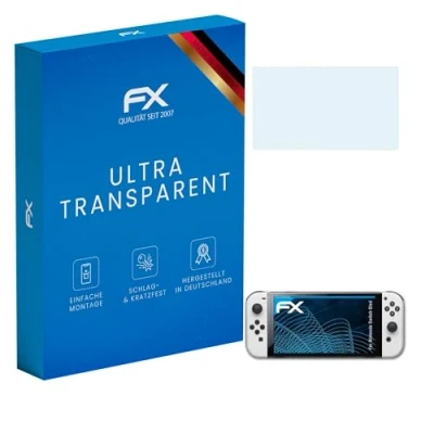 Abbildung von atFoliX Schutzfolie kompatibel mit Nintendo Switch Oled Folie, ultraklare FX Displayschutzfolie (3X)