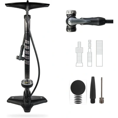 Abbildung von AARON Luftpumpe Sport One Fahrrad Stand Pumpe für alle Ventile mit Manometer