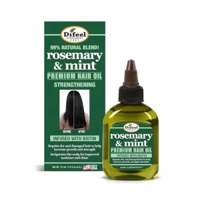 Abbildung von Difeel Premium Rosmarin &amp; Minze Haaröl mit Biotin 2,5 oz. Natürliches Rosmarinöl für Haarwachstum und