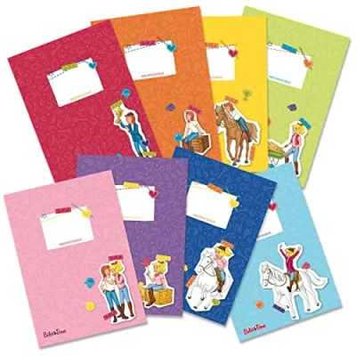 Abbildung von Papierdrachen 8 hochwertige Heftumschläge aus Papier für Kinder DIN A5 Motiv Bibi und Tina Heftschoner ideal die Schule Heftumschlag 250g/m² Set Nummer 10
