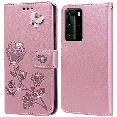 Abbildung von Hülle für Huawei P40 Pro/P40 Pro Plus Handyhülle,Klappbar Tasche Case,Standfunktion,Kartenfach,Silikon Bumper,Stoßfeste Schutzhülle Cover