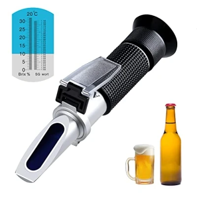 Abbildung von Brix Refraktometer zum Brauen von Bierwürze Refraktometer, Handheld Hydrometer mit ATC (Automatische Temperaturkompensation) Funktion