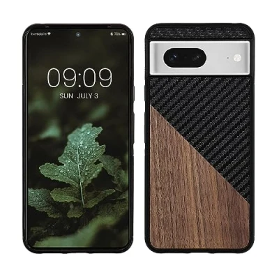 Abbildung von kwmobile Hülle kompatibel mit Google Pixel 8 Handyhülle Handy Schutzhülle Smartphone Cover Dunkelbraun Schwarz