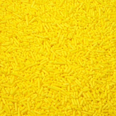 Abbildung von Streuselheld Jimmie`s Gelb 80g Streusel zum Dekorieren und Verzieren von Gebäck aller Art wie Torten Kuchen Keksen Zuckerstreusel