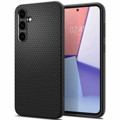 Abbildung von Samsung Galaxy S23 FE Hülle Silikon Spigen Soft Case/Backcover Handyhülle Schwarz Shockproof/Stoßfest