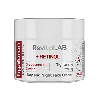Abbildung von RevitaLAB Hyaluron Anti Ageing Tages und Nachtcreme mit Retinol, Kaviar roten Trauben, für Alter zwischen 50 65, ml