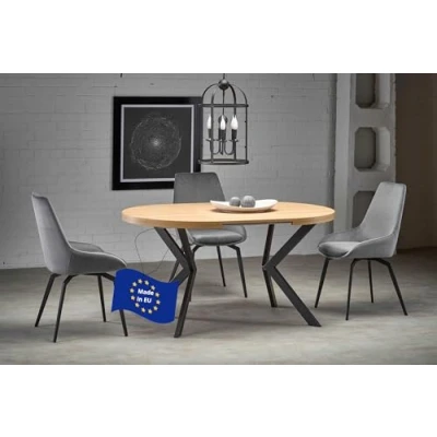 Abbildung von designimpex Esstisch Design rund HA 222 Eiche gold craft Schwarz ausziehbar 100 250 cm