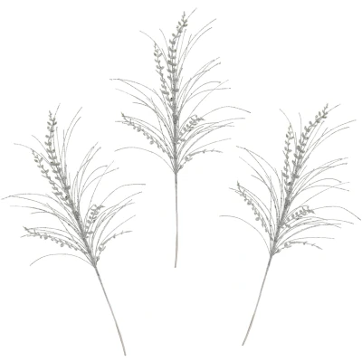 Abbildung von Winterliche Kunstpflanze Kunstzweig, künstlicher Weihnachtszweig mit Blätter Graszweig Eukalyptus, I.GE.A., Höhe 80 cm, Glitzer und Dekosteinen, 3er Set, Weihnachtsdeko