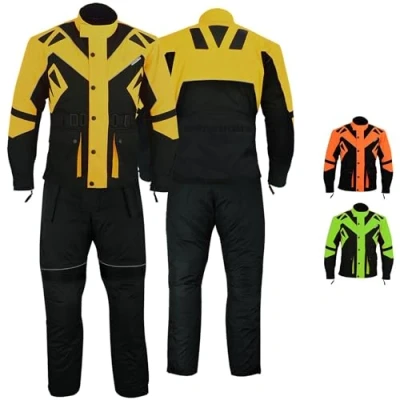 Abbildung von German Wear Motorradkombi Herren 2 teiler mit Protektoren Motorradanzug Textilien Motorradjacke &amp; Motorradhose motorrad kleidung Gelb XL
