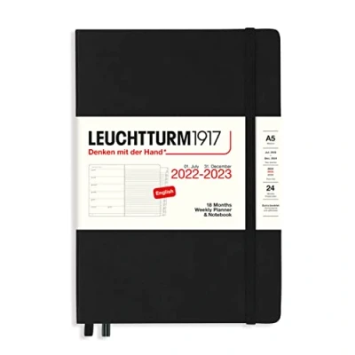 Abbildung von LEUCHTTURM1917 366012 Wochenkalender &amp; Notizbuch Medium (A5) 2023, 18 Monate, Schwarz, Englisch