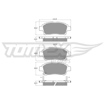 Abbildung von TOMEX brakes TX 13 87 Bremsbelagsatz Vorderachse mit akustischer Verschleißwarnung TOYOTA: Yaris I Schrägheck, Echo Limousine