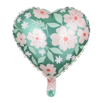 Abbildung von Folienballon Blumen Herzform 45cm leer