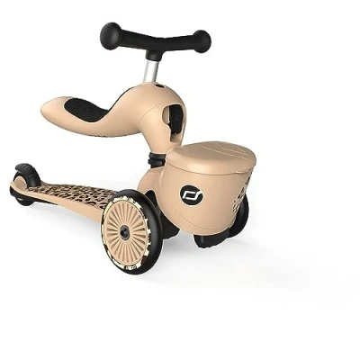 Abbildung von Scoot and Ride Kinderfahrzeug Lauflernhilfe Highwaykick 1 Lifestyle, Leopard / Beige, mit Aufbewahrungsbox, 2in1 Kickboard