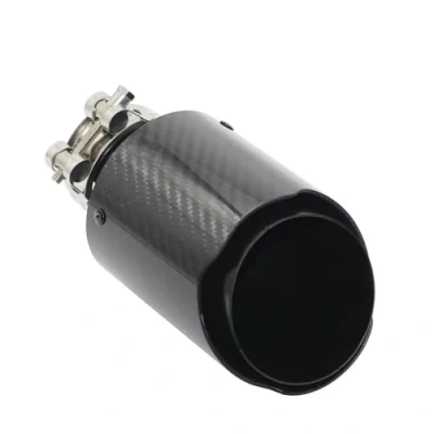 Abbildung von Auspuffspitzen Auto Glänzend Carbon Faser Schalldämpfer Spitze Abgasanlage Rohr Düse Universal Gerade Edelstahl Schwarz Auspuff Endrohr(51mm 89mm)