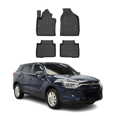 Abbildung von Fußmatten Gummimatten kompatibel mit SsangYong Korando IV 2019 2023 OMAC Premium 3D Schwarz TPE Gummi