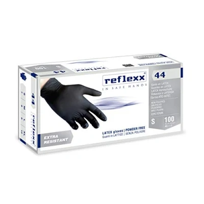 Abbildung von Reflexx R44, Latexhandschuhe puderfrei., S, Schwarz , 100