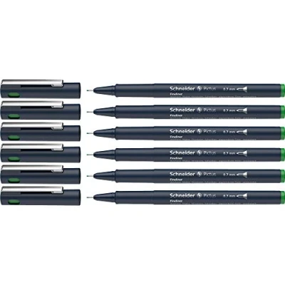 Abbildung von Schneider Pictus Fineliner (Strichstärke 0,7 mm, dokumentenechte Pigmentliner, metallgefasste Spitze, Gehäuse aus 85% recyceltem Kunststoff) 6er Pack, grün
