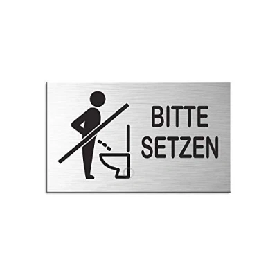 Abbildung von OFFORM DESIGN Hinweisschild Bitte setzen Türschild 60x100 mm Aluminium Edelstahloptik, (1 St)